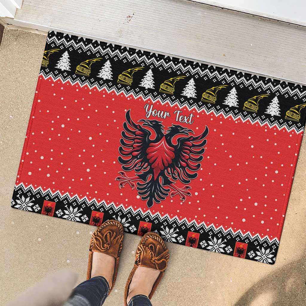 Personalized Albania Christmas Eagle Rubber Doormat The Double-headed Eagle - Wonder Print Shop