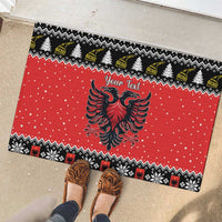 Personalized Albania Christmas Eagle Rubber Doormat The Double-headed Eagle - Wonder Print Shop