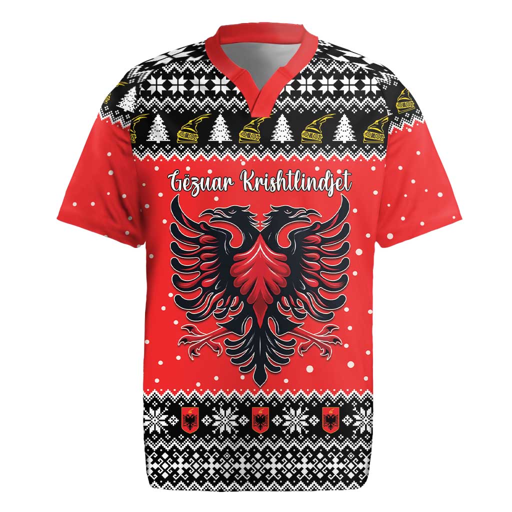 Personalized Albania Christmas Eagle Rugby Jersey The Double-headed Eagle - Wonder Print Shop