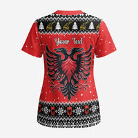 Personalized Albania Christmas Eagle Scrub Top The Double-headed Eagle - Wonder Print Shop