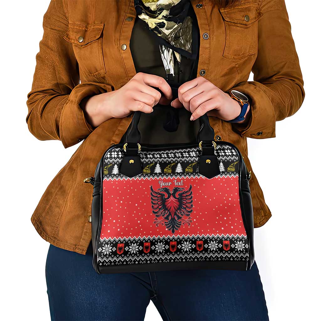 Personalized Albania Christmas Eagle Shoulder Handbag The Double-headed Eagle - Wonder Print Shop