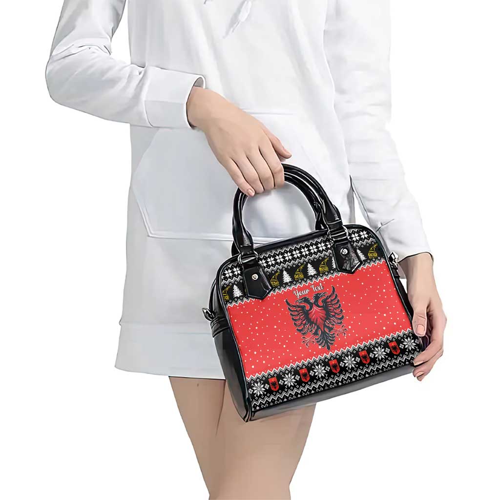 Personalized Albania Christmas Eagle Shoulder Handbag The Double-headed Eagle - Wonder Print Shop