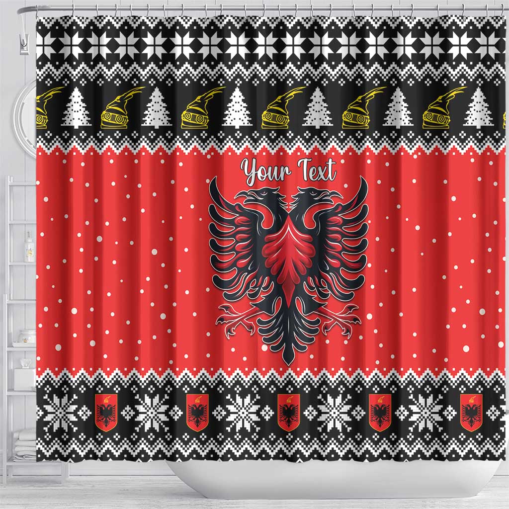 Personalized Albania Christmas Eagle Shower Curtain The Double-headed Eagle - Wonder Print Shop