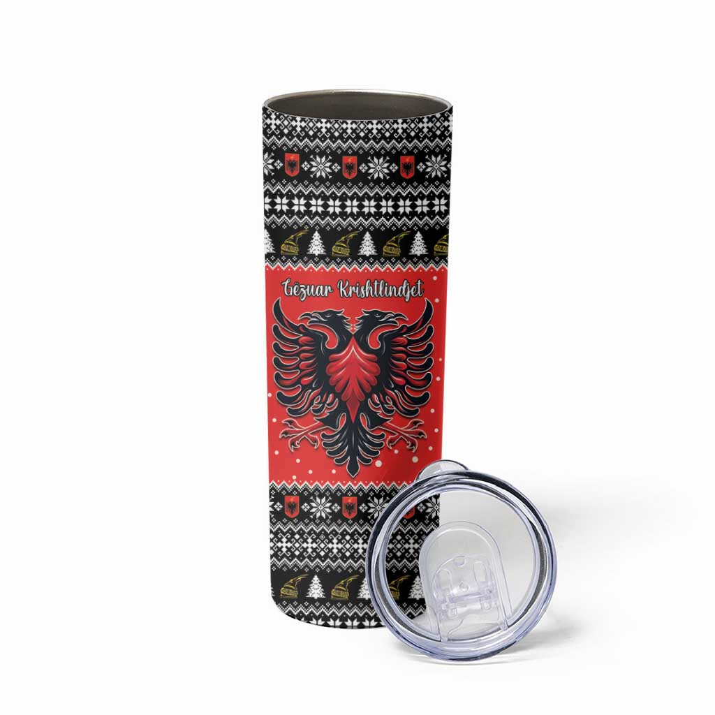 Personalized Albania Christmas Eagle Skinny Tumbler The Double-headed Eagle - Wonder Print Shop