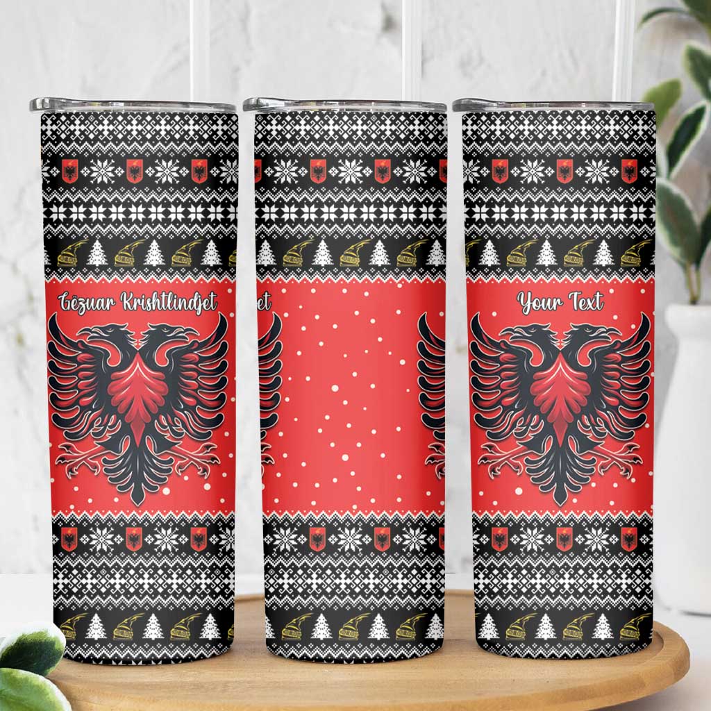 Personalized Albania Christmas Eagle Skinny Tumbler The Double-headed Eagle - Wonder Print Shop