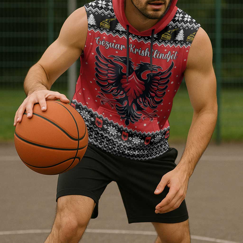 Personalized Albania Christmas Eagle Sleeveless Hoodie The Double-headed Eagle - Wonder Print Shop
