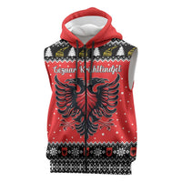 Personalized Albania Christmas Eagle Sleeveless Zip Hoodie The Double-headed Eagle - Wonder Print Shop