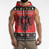 Personalized Albania Christmas Eagle Sleeveless Zip Hoodie The Double-headed Eagle - Wonder Print Shop