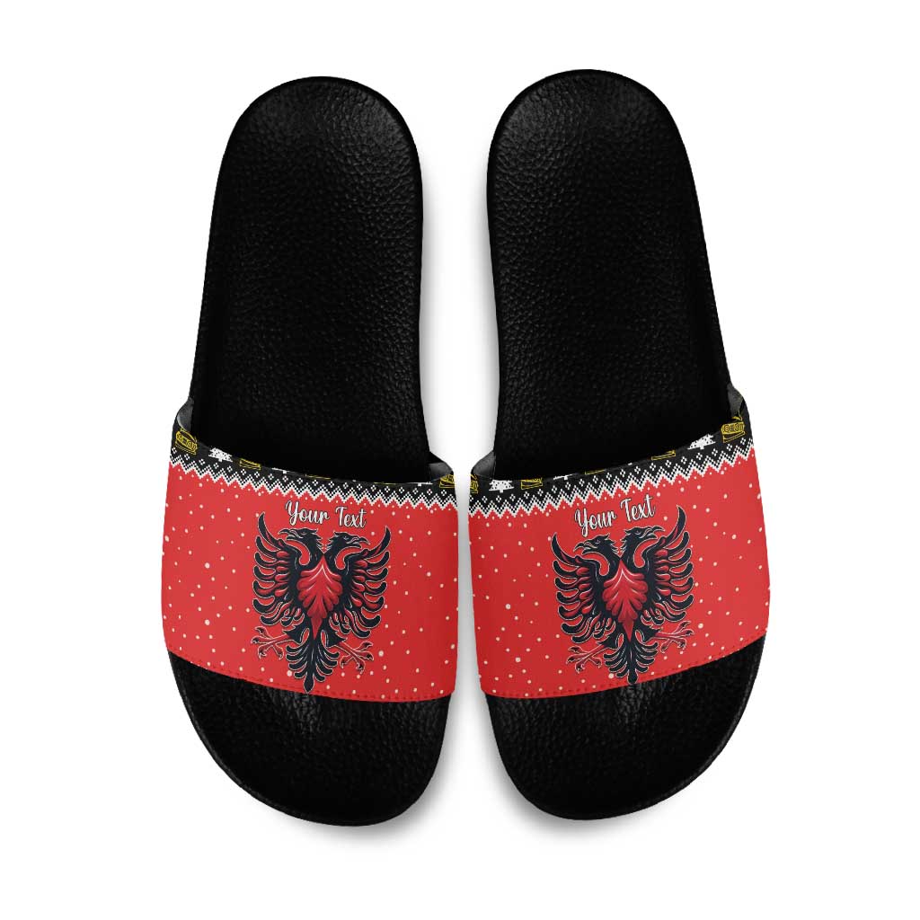 Personalized Albania Christmas Eagle Slide Sandals The Double-headed Eagle - Wonder Print Shop
