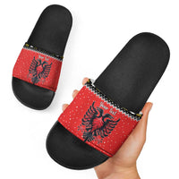 Personalized Albania Christmas Eagle Slide Sandals The Double-headed Eagle - Wonder Print Shop