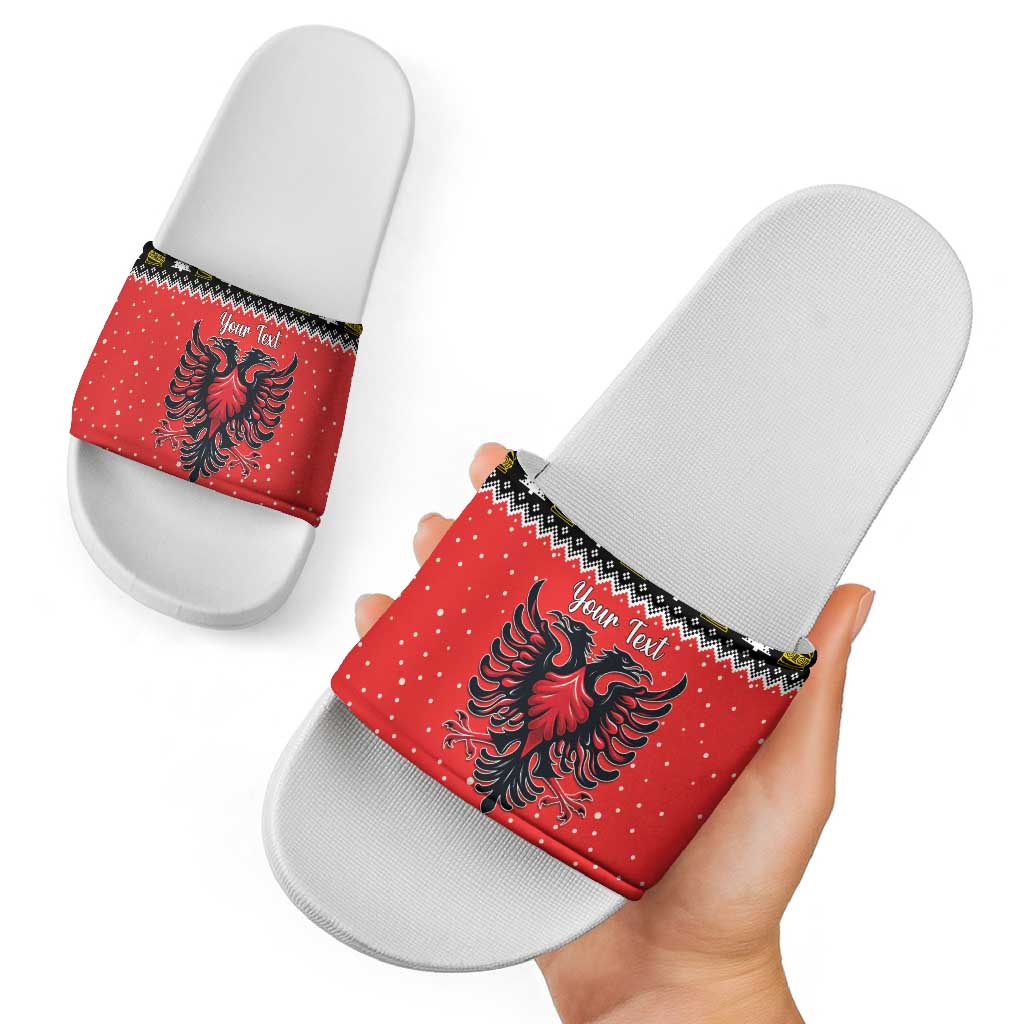 Personalized Albania Christmas Eagle Slide Sandals The Double-headed Eagle - Wonder Print Shop