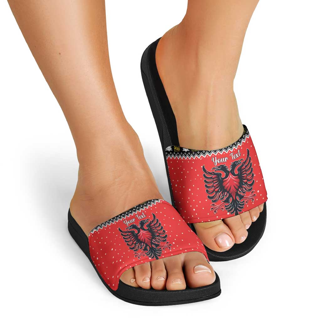 Personalized Albania Christmas Eagle Slide Sandals The Double-headed Eagle - Wonder Print Shop