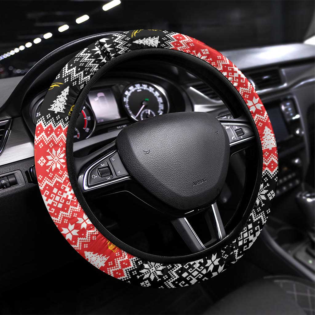 Albania Christmas Eagle Steering Wheel Cover The Double-headed Eagle - Wonder Print Shop