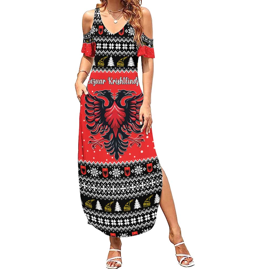 Personalized Albania Christmas Eagle Summer Maxi Dress The Double-headed Eagle - Wonder Print Shop