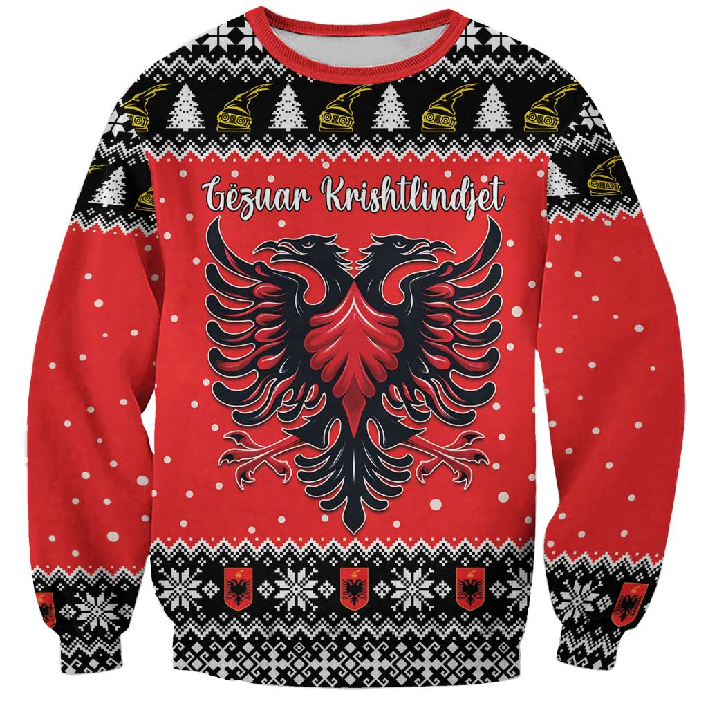 Personalized Albania Christmas Eagle Sweatshirt The Double-headed Eagle - Wonder Print Shop