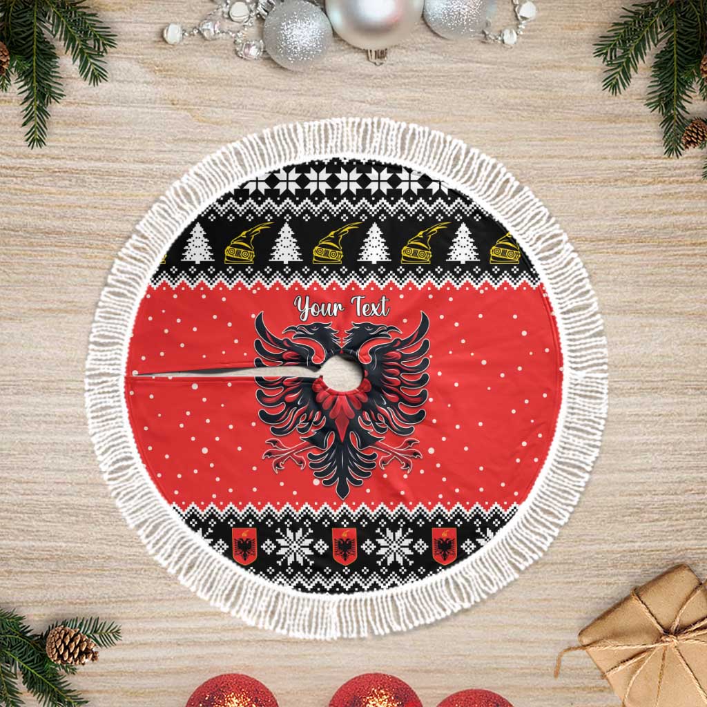 Personalized Albania Christmas Eagle Tree Skirt The Double-headed Eagle - Wonder Print Shop