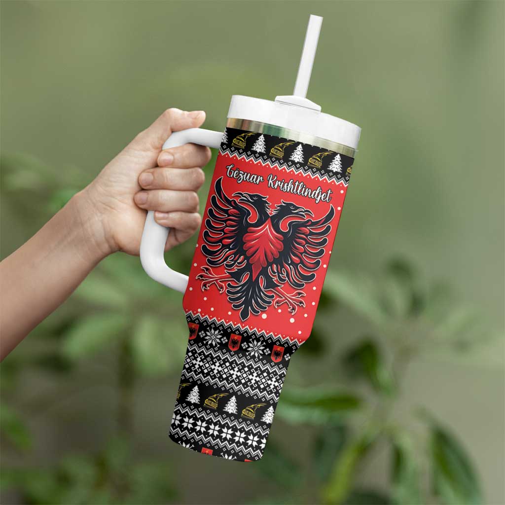 Personalized Albania Christmas Eagle Tumbler With Handle The Double-headed Eagle - Wonder Print Shop