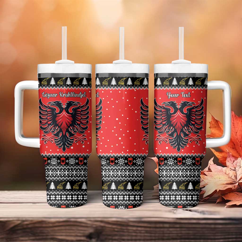 Personalized Albania Christmas Eagle Tumbler With Handle The Double-headed Eagle - Wonder Print Shop