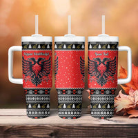 Personalized Albania Christmas Eagle Tumbler With Handle The Double-headed Eagle - Wonder Print Shop