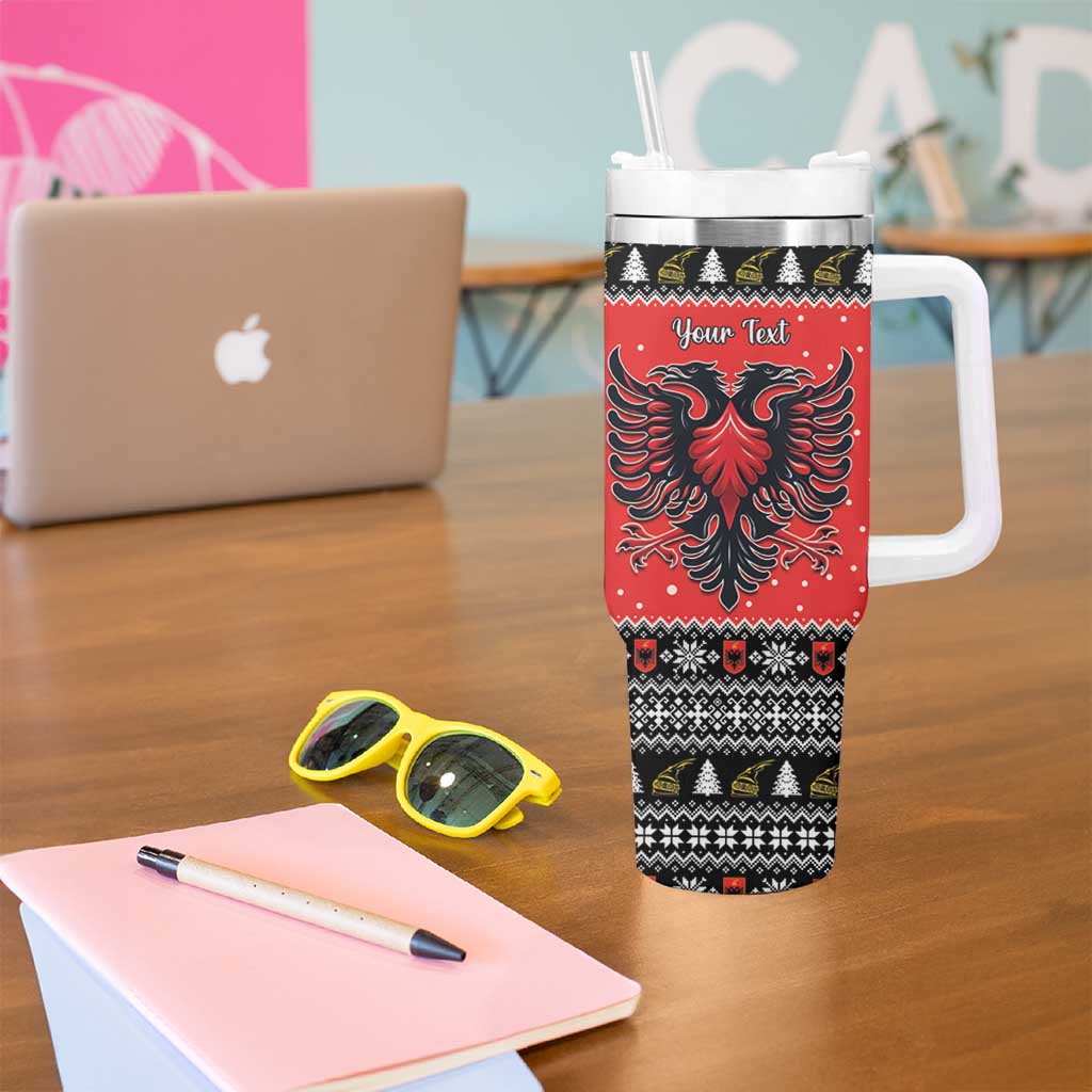 Personalized Albania Christmas Eagle Tumbler With Handle The Double-headed Eagle - Wonder Print Shop