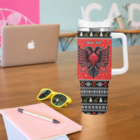 Personalized Albania Christmas Eagle Tumbler With Handle The Double-headed Eagle - Wonder Print Shop