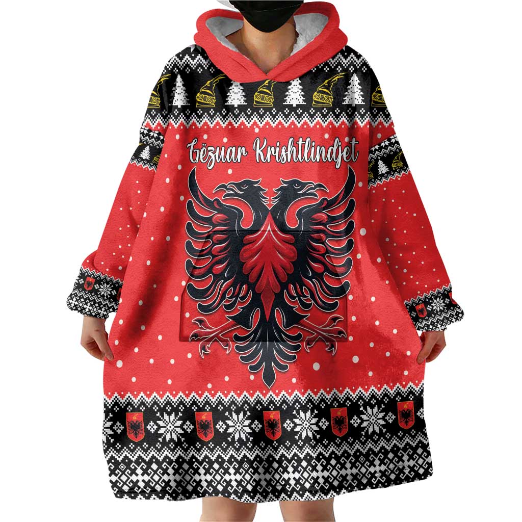 Personalized Albania Christmas Eagle Wearable Blanket Hoodie The Double-headed Eagle - Wonder Print Shop