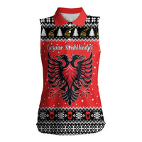 Personalized Albania Christmas Eagle Women Sleeveless Polo Shirt The Double-headed Eagle - Wonder Print Shop