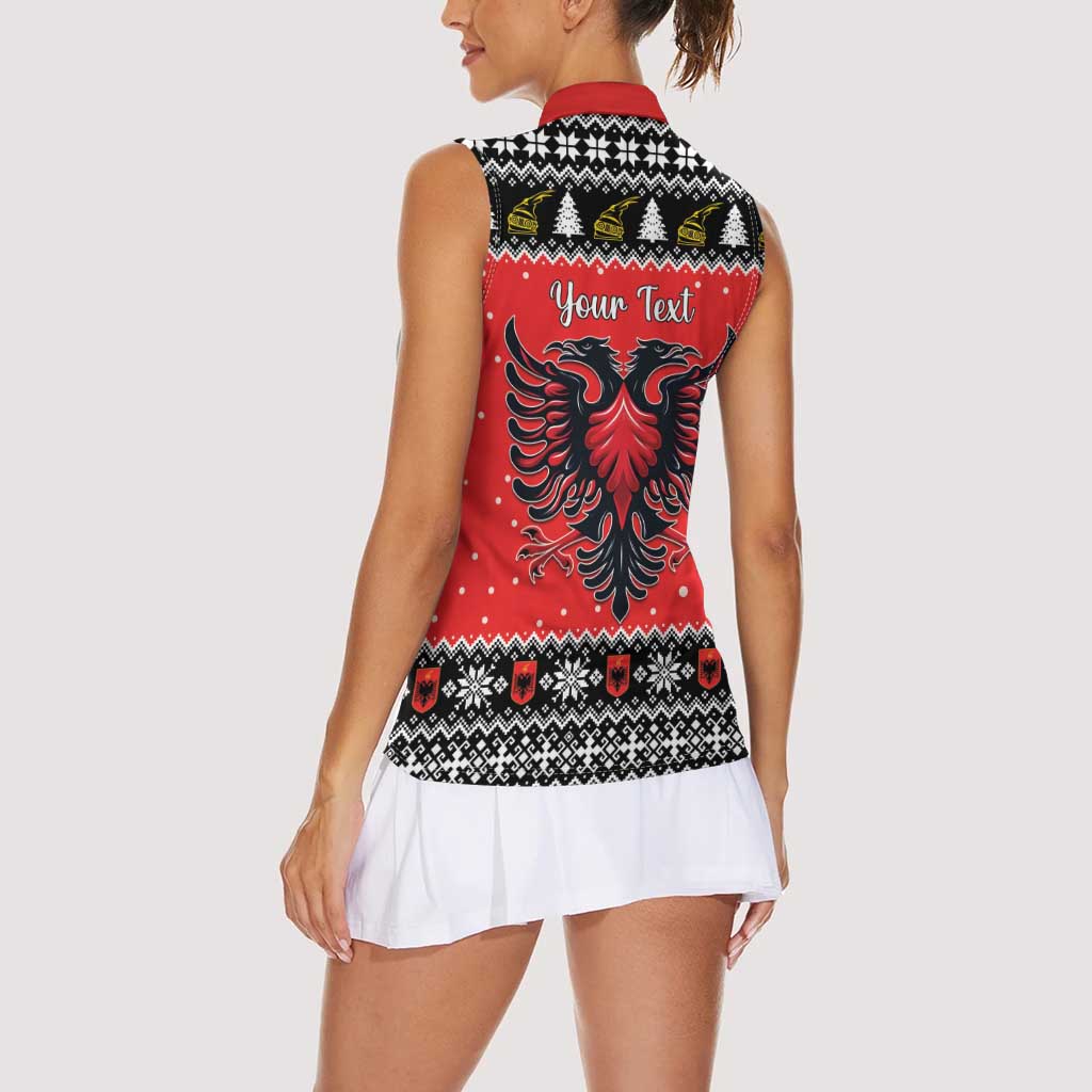 Personalized Albania Christmas Eagle Women Sleeveless Polo Shirt The Double-headed Eagle - Wonder Print Shop