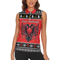 Personalized Albania Christmas Eagle Women Sleeveless Polo Shirt The Double-headed Eagle - Wonder Print Shop
