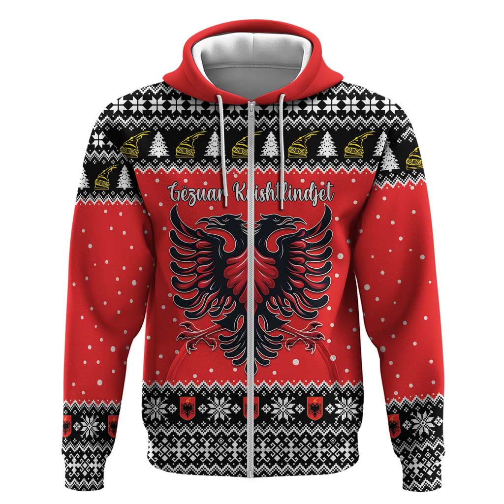 Personalized Albania Christmas Eagle Zip Hoodie The Double-headed Eagle - Wonder Print Shop