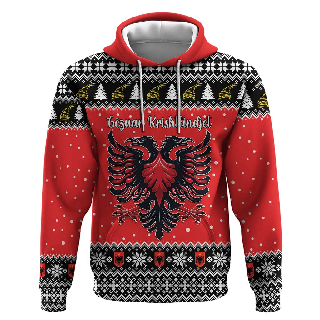 Personalized Albania Christmas Eagle Zip Hoodie The Double-headed Eagle - Wonder Print Shop