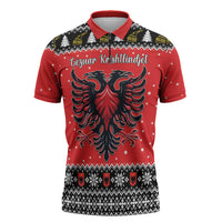 Personalized Albania Christmas Eagle Zipper Polo Shirt The Double-headed Eagle - Wonder Print Shop