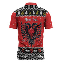 Personalized Albania Christmas Eagle Zipper Polo Shirt The Double-headed Eagle - Wonder Print Shop