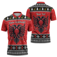 Personalized Albania Christmas Eagle Zipper Polo Shirt The Double-headed Eagle - Wonder Print Shop