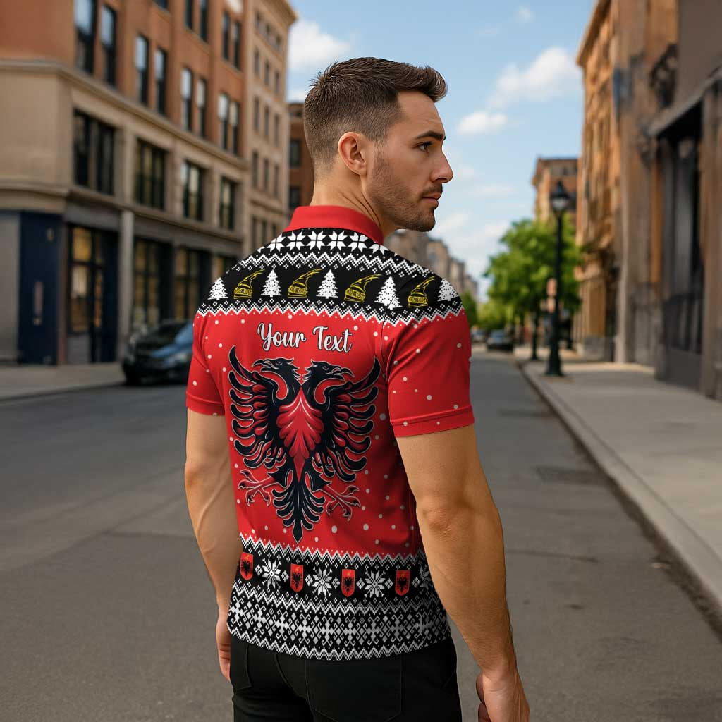 Personalized Albania Christmas Eagle Zipper Polo Shirt The Double-headed Eagle - Wonder Print Shop