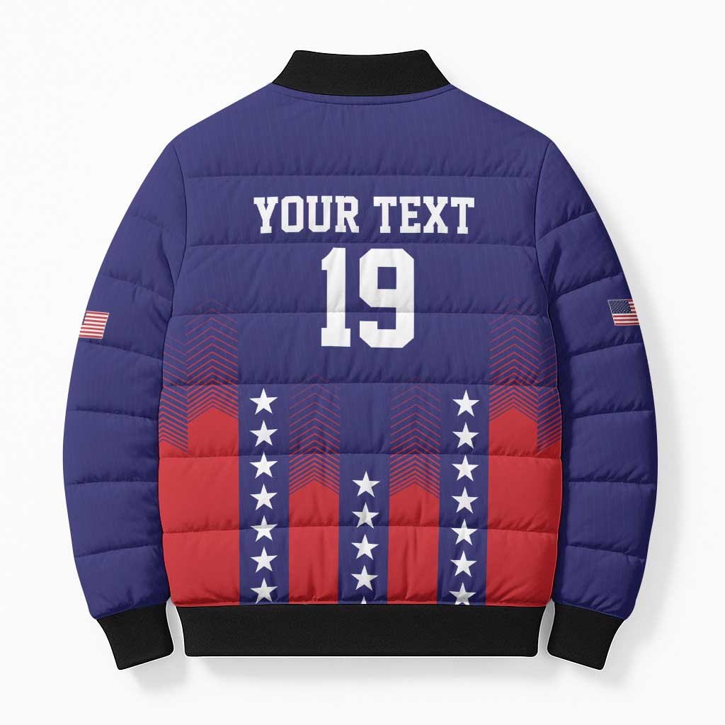Custom World Soccer 2026 USA Bomber Puffer Jacket Stars, Stripes and Glory - Wonder Print Shop