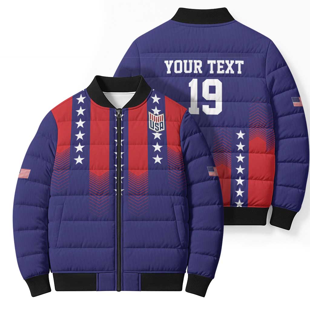 Custom World Soccer 2026 USA Bomber Puffer Jacket Stars, Stripes and Glory - Wonder Print Shop