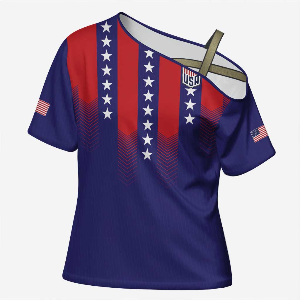Custom World Soccer 2026 USA Cross Shoulder Shirt Stars, Stripes and Glory - Wonder Print Shop