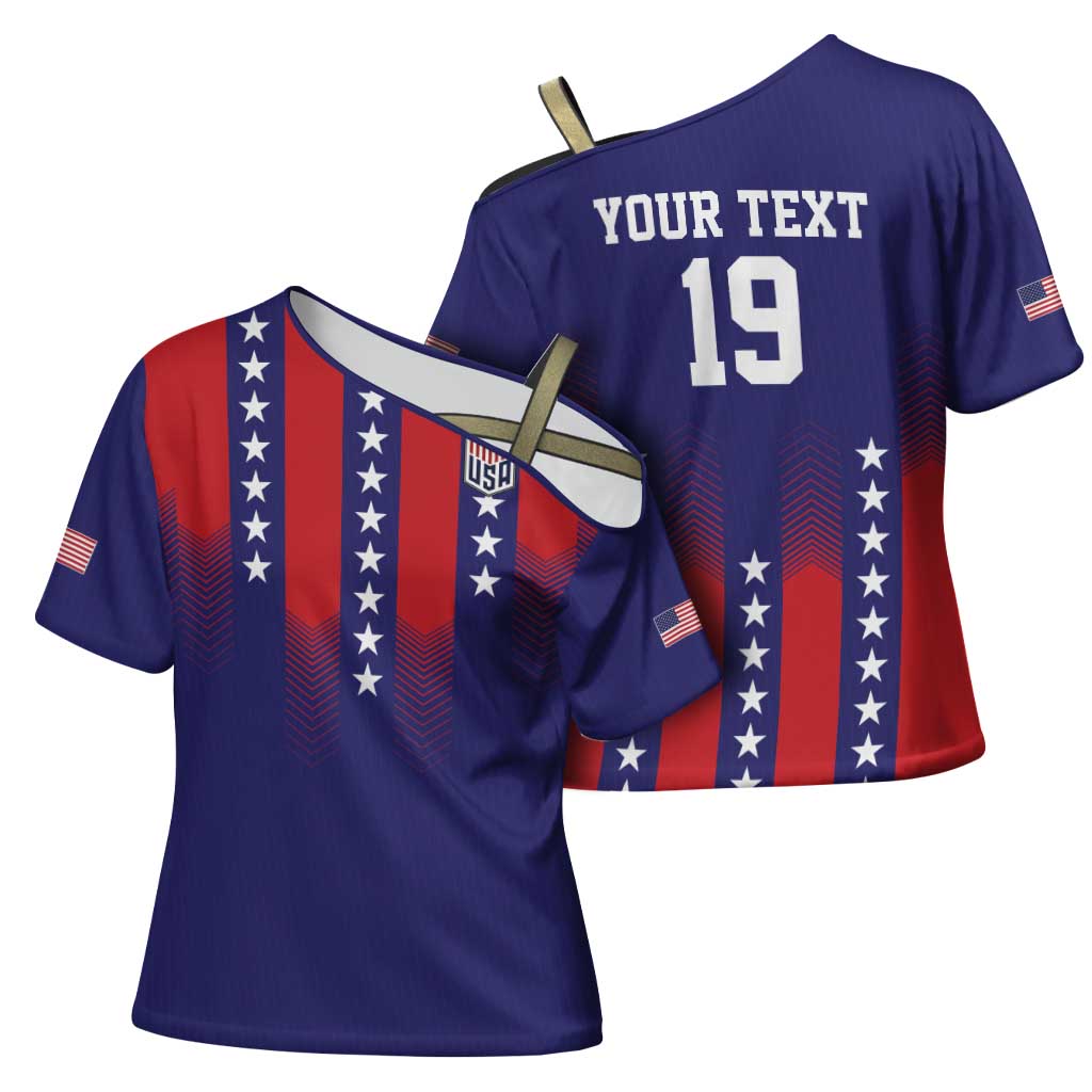 Custom World Soccer 2026 USA Cross Shoulder Shirt Stars, Stripes and Glory - Wonder Print Shop