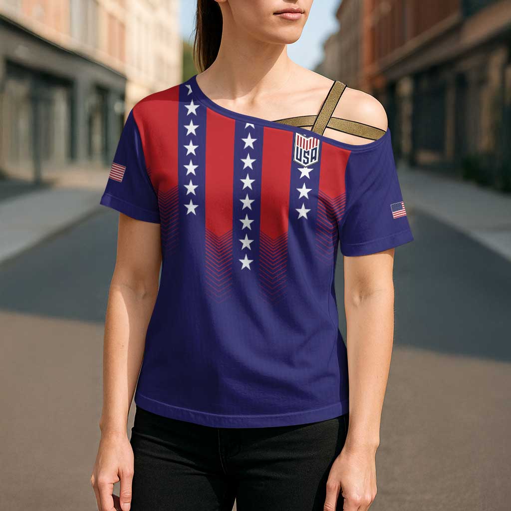 Custom World Soccer 2026 USA Cross Shoulder Shirt Stars, Stripes and Glory - Wonder Print Shop