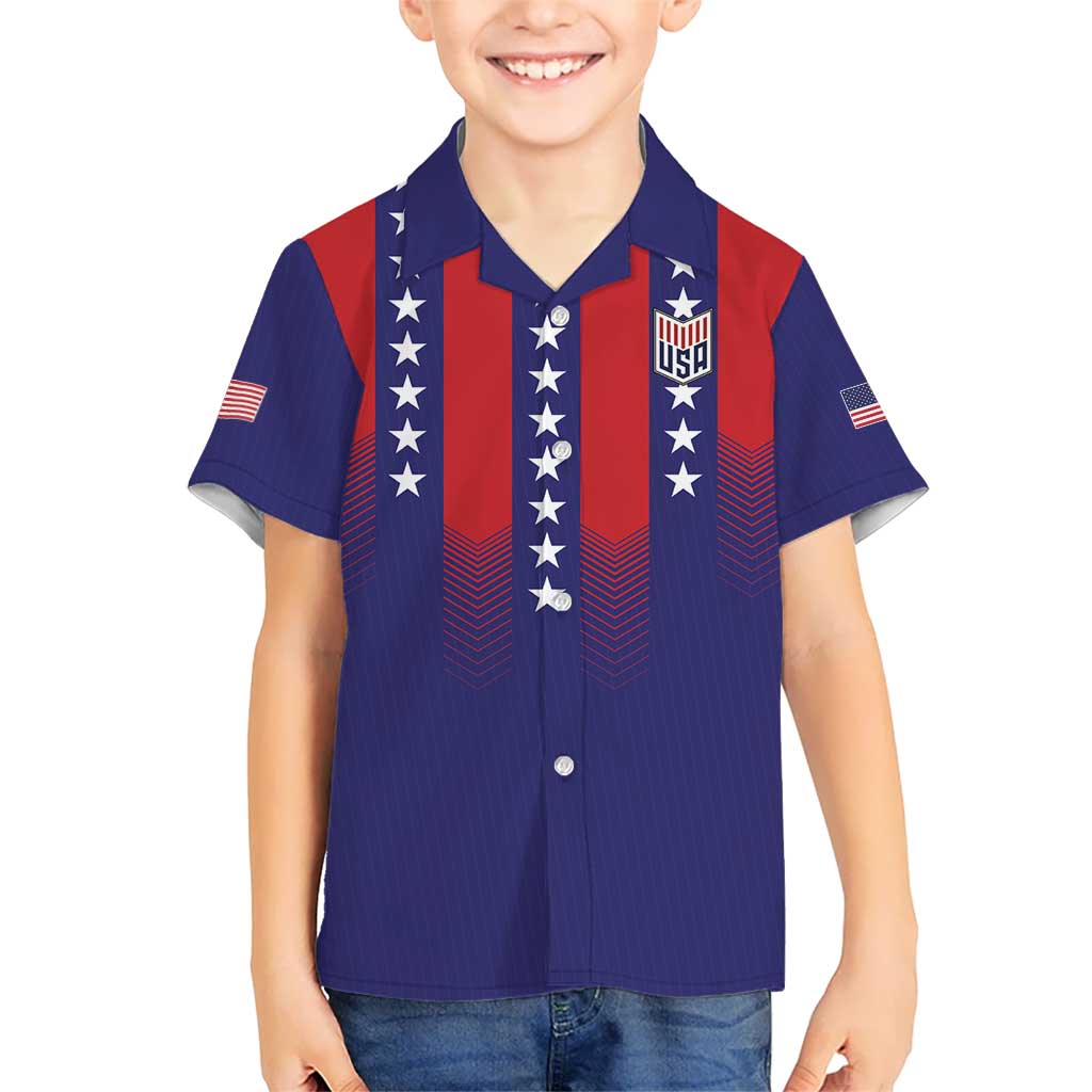 Custom World Soccer 2026 USA Kid Hawaiian Shirt Stars, Stripes and Glory - Wonder Print Shop