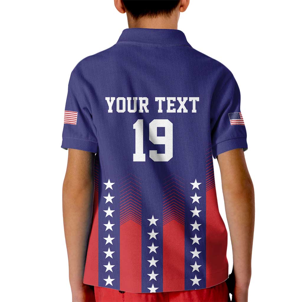 Custom World Soccer 2026 USA Kid Polo Shirt Stars, Stripes and Glory - Wonder Print Shop