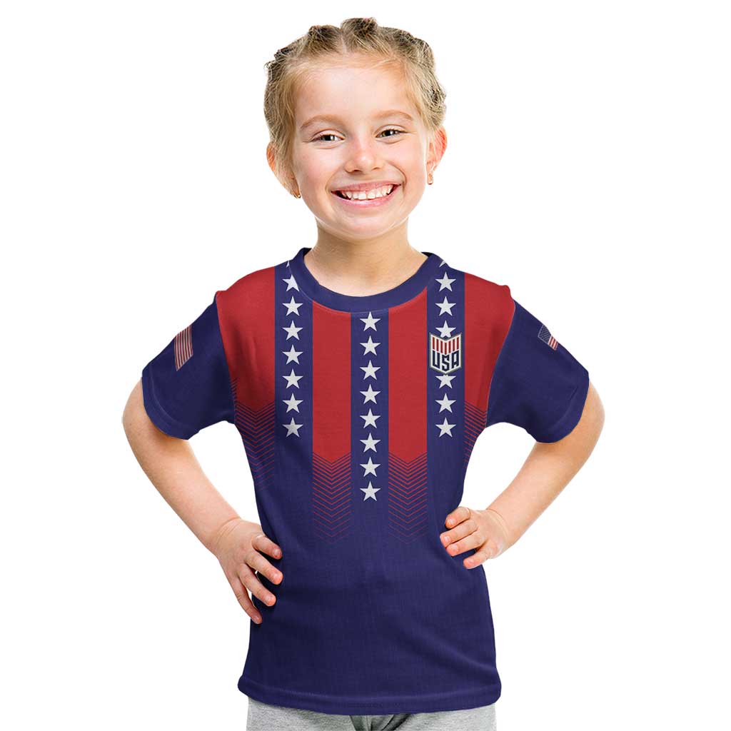 Custom World Soccer 2026 USA Kid T Shirt Stars, Stripes and Glory - Wonder Print Shop