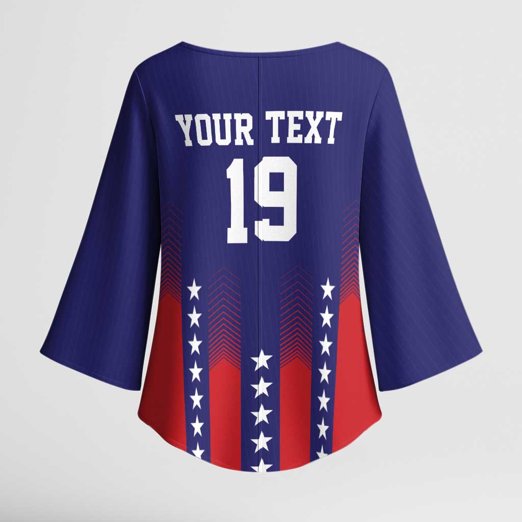 Custom World Soccer 2026 USA Kimono Sleeve Blouse Stars, Stripes and Glory - Wonder Print Shop