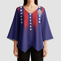 Custom World Soccer 2026 USA Kimono Sleeve Blouse Stars, Stripes and Glory - Wonder Print Shop
