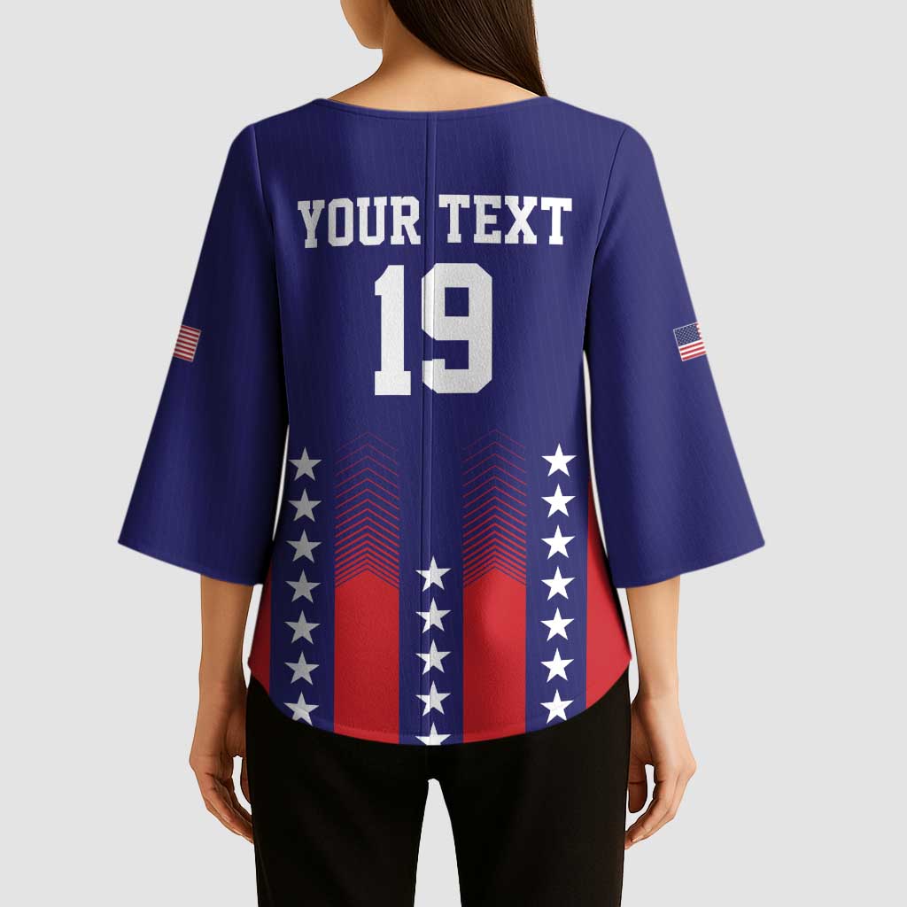 Custom World Soccer 2026 USA Kimono Sleeve Blouse Stars, Stripes and Glory - Wonder Print Shop
