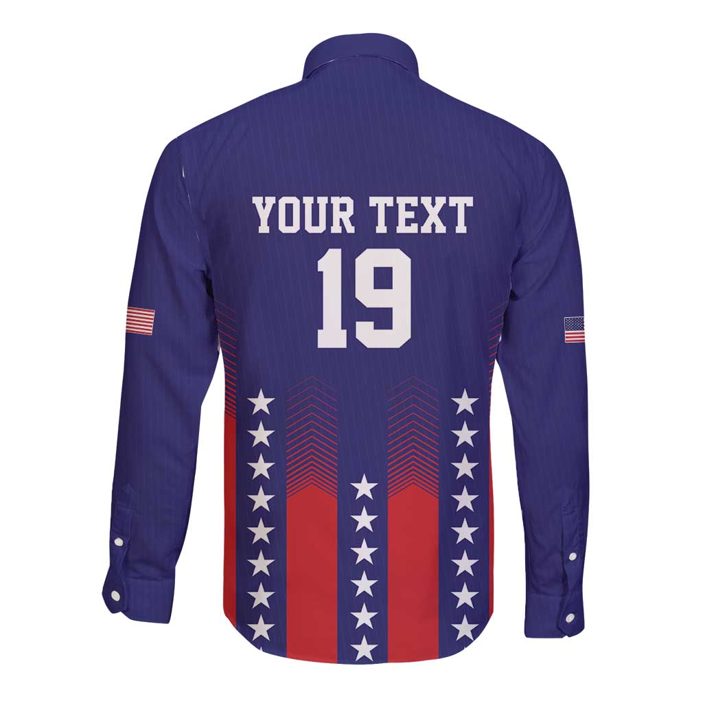 Custom World Soccer 2026 USA Long Sleeve Button Shirt Stars, Stripes and Glory - Wonder Print Shop