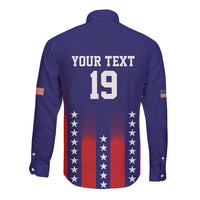 Custom World Soccer 2026 USA Long Sleeve Button Shirt Stars, Stripes and Glory - Wonder Print Shop