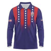 Custom World Soccer 2026 USA Long Sleeve Polo Shirt Stars, Stripes and Glory - Wonder Print Shop