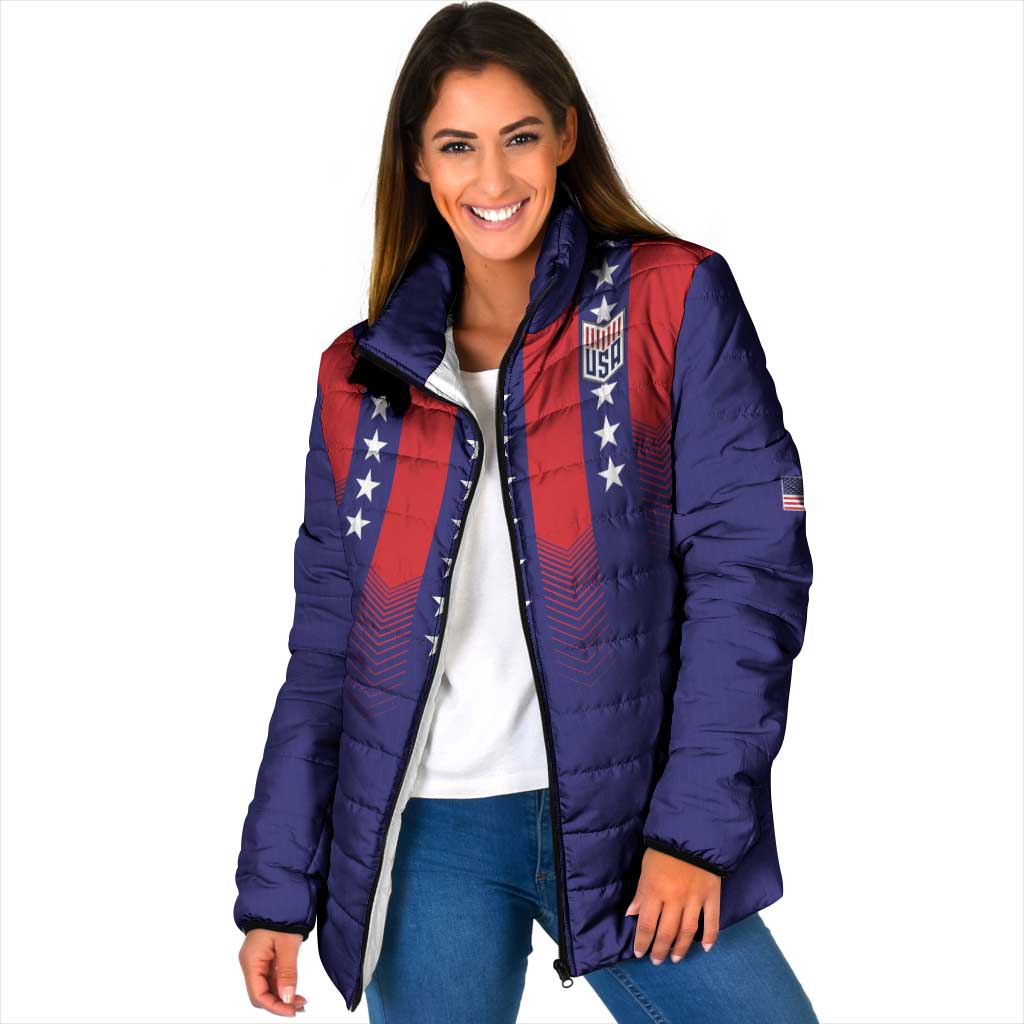 Custom World Soccer 2026 USA Padded Jacket Stars, Stripes and Glory - Wonder Print Shop
